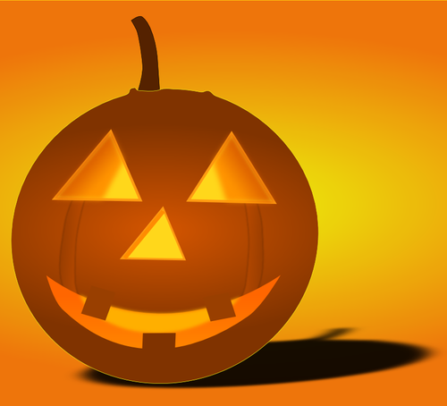 Abóbora de Halloween acende-se com a imagem vetorial de sombra