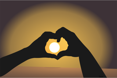 Vector bildet av et hjerte form i solnedgangen