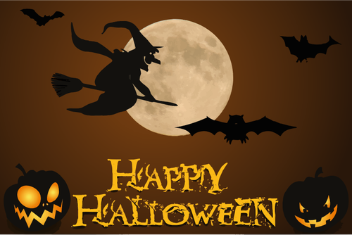 Fondo de pantalla de Halloween feliz con ilustración de bruja