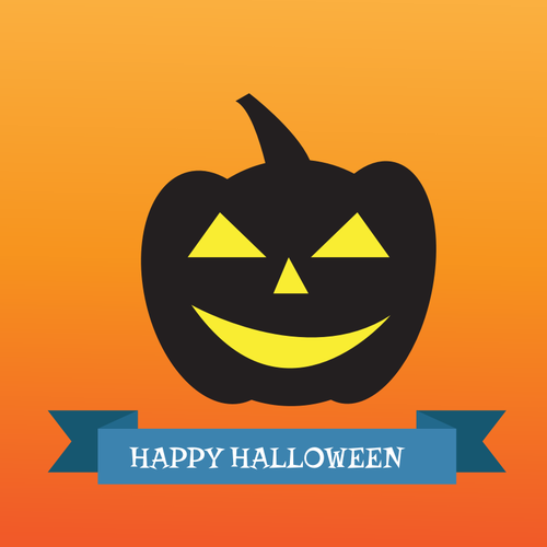 Счастливый Хэллоуин синий знак векторное изображение