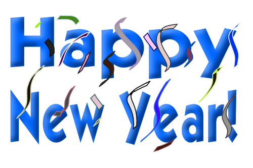 Happy New Year sign vector drawing