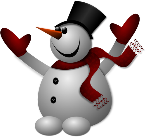 Dibujo vectorial de muñeco de nieve feliz