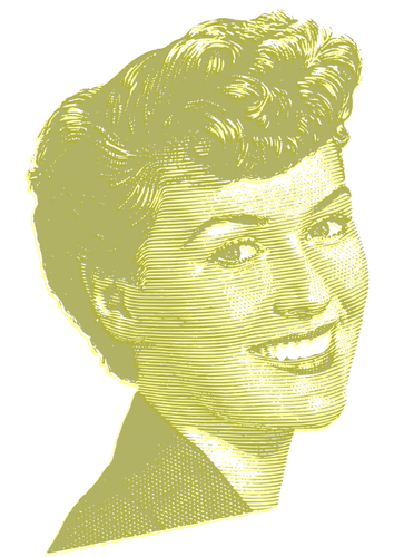 Mujer feliz en retrato amarillo
