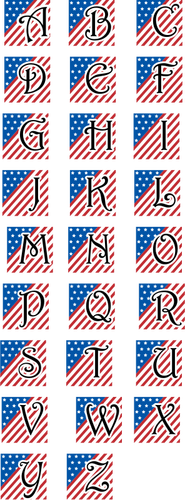 Patriotiska alfabetet vektorbild