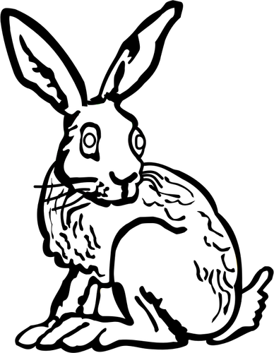 קו אמנות וקטור ציור של ארנב עם אזניים ארוכות