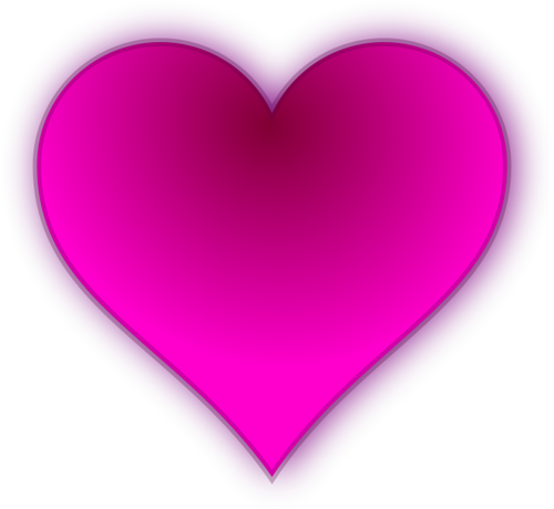 Vector Illustrasjon av glødende rosa skyggelagt hjerte