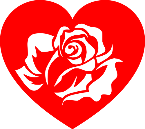 Jantung dengan rose putih