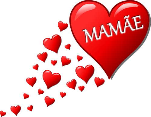 Coeurs pour maman dans le vecteur de la langue portugaise