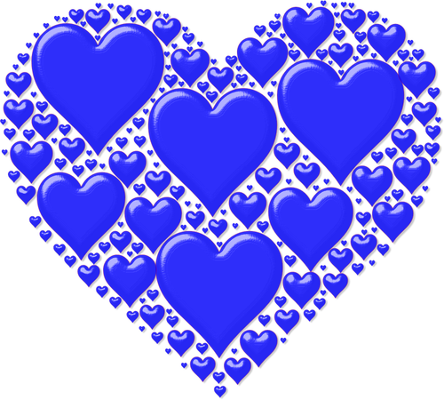 Image vectorielle de cœur bleu faite de nombreux petits coeurs