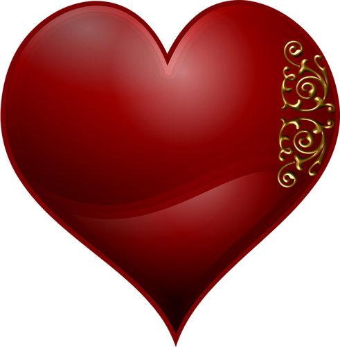 Vector illustraties van hart speelkaart symbool met golvende spiraalpatroon