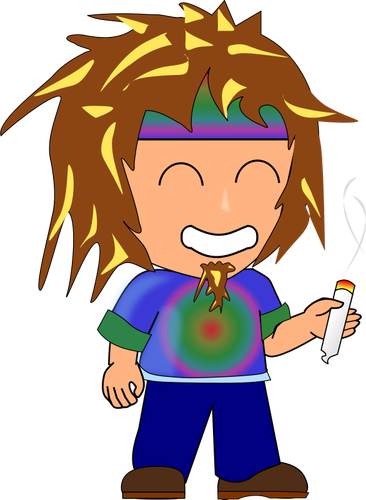 Image vectorielle de kid hippie avec un joint