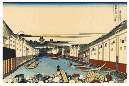 Nihonbashi pod din imaginea vectorială Edo