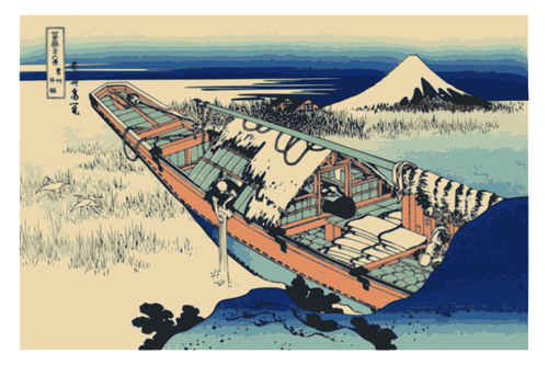 Ushibori в провинции Хитачи пейзаж Живопись векторной графики