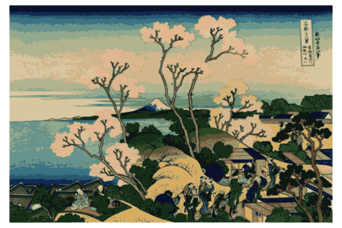 Ilustration Gotenyama，Shingawa 从富士山美景