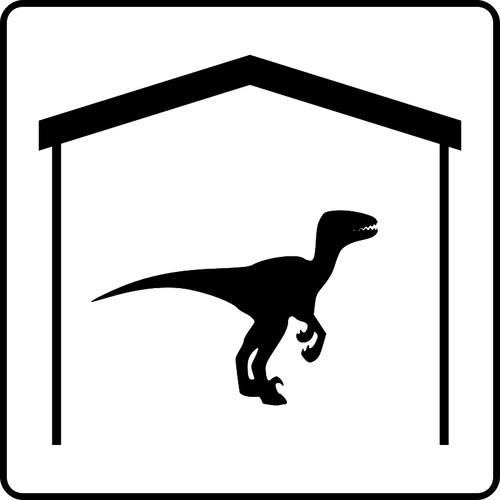 Vektorgrafikk utklipp av dinosauren i hotel rom piktogram