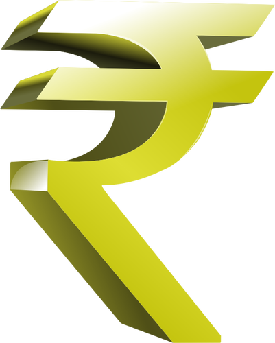 Символ индийской валюты в Золотой цвет векторные картинки