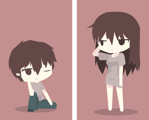 Animovaný chlapec a dívka