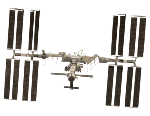 Stazione spaziale internazionale photorealistivc disegno vettoriale