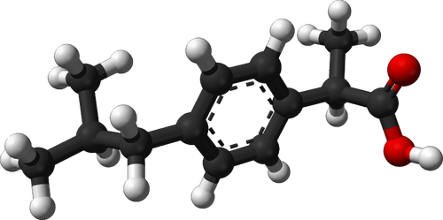תמונה תלת-ממדית של מולקולה איבופרופן
