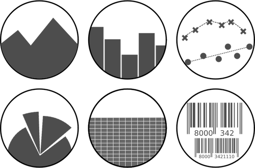 Immagine vettoriale di set di icone foglio di calcolo in scala di grigi