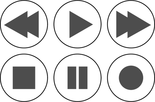 Dibujo de botones de reproductor multimedia monocromo vectorial