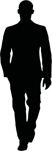 Homme chauve qui marche dans une image vectorielle de costume silhouette
