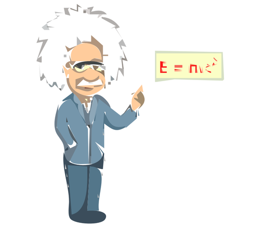 קריקטורה איינשטיין עם המתמטיקה שלו