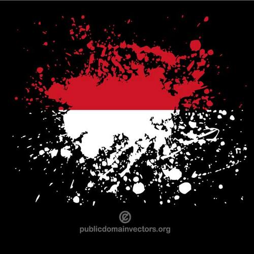 墨水飞溅在印尼的国旗