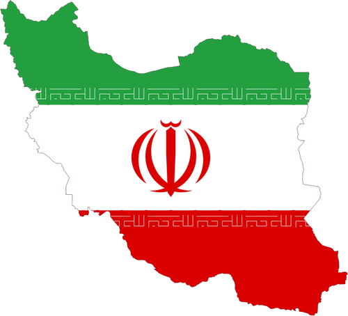 Iranin lippu ja kartta