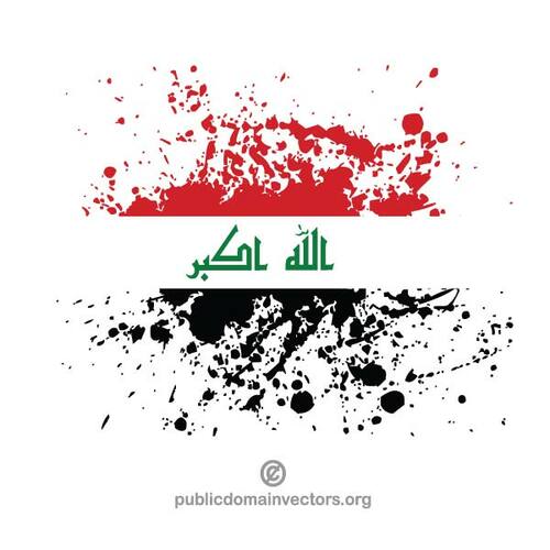 国旗的伊拉克内部墨水飞溅