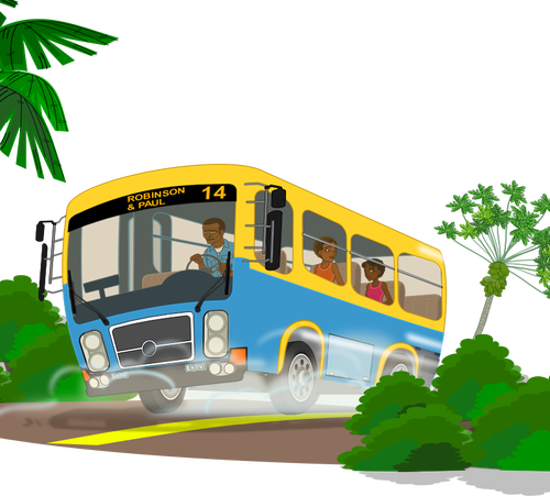 Bus van de school van het eiland