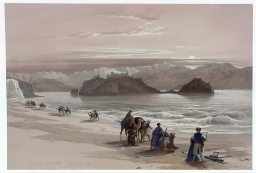 Arabic expedition on sea coast
