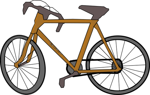 Мультфильм коричневый велосипедов цветное изображение.