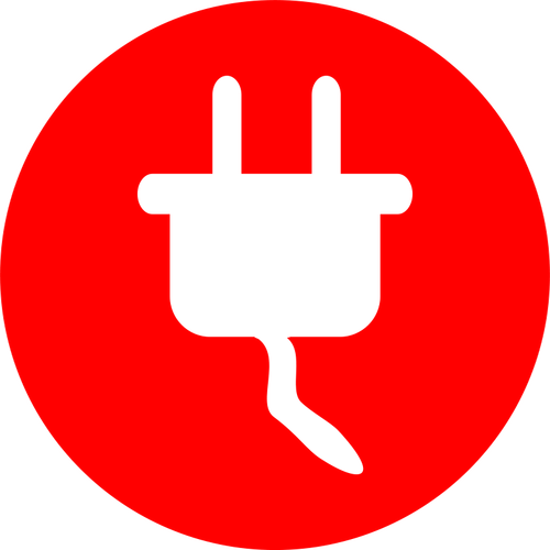 Símbolo de vetor de poder plug e cabo