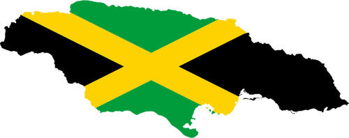 Mappa di Giamaica con bandiera