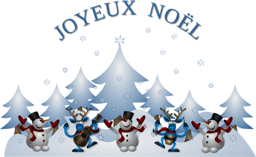 Neşeli Noel kartı Fransızca vektör çizim