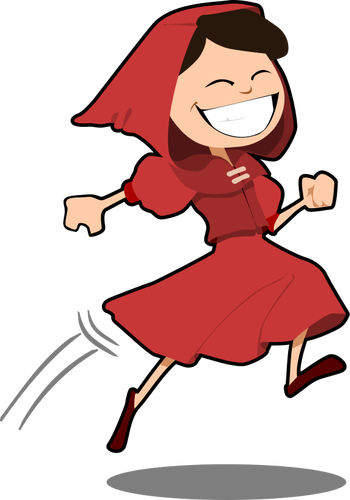 Vector illustration of smiling girl in red dress