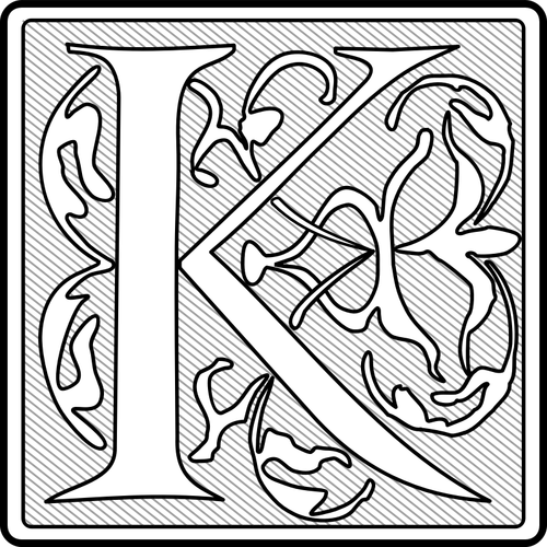 Gráficos vetoriais se luz letra K caligrafia