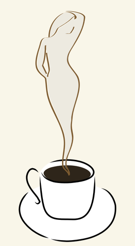 Vektor seni klip wanita dalam cangkir kopi