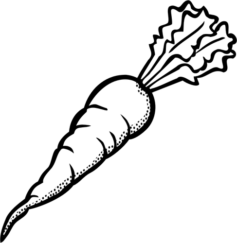 Clipul la de morcov coapte în alb-negru