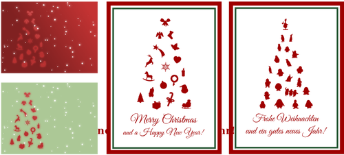 صورة متجهة لمجموعة من بطاقات عيد الميلاد باللغتين الإنجليزية والألمانية