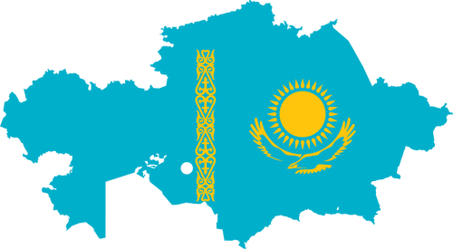 कजाखस्तान झंडा और मानचित्र