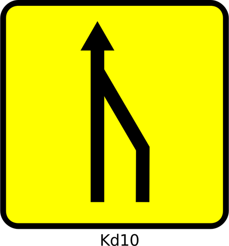 矢量图像的右车道减少道路标志牌上写在法国