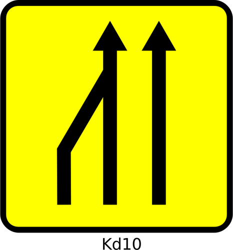 Vector Illustrasjon av venstre kjørefelt reduksjon roadsign i Frankrike