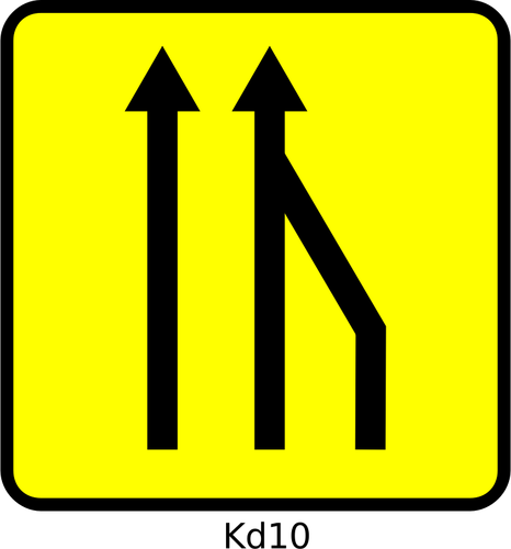 Векторный рисунок справа Лейн сокращения дорожного знака во Франции