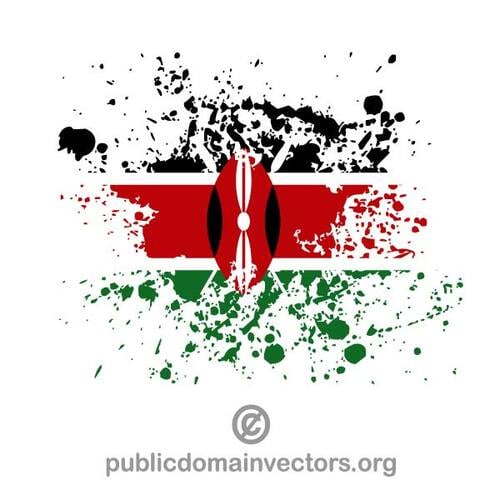 Flaga Kenii wewnątrz atrament bryzg kształt