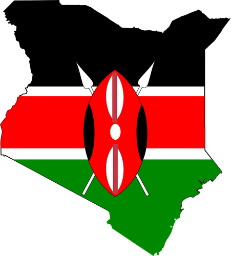 Kenya karta och flagga