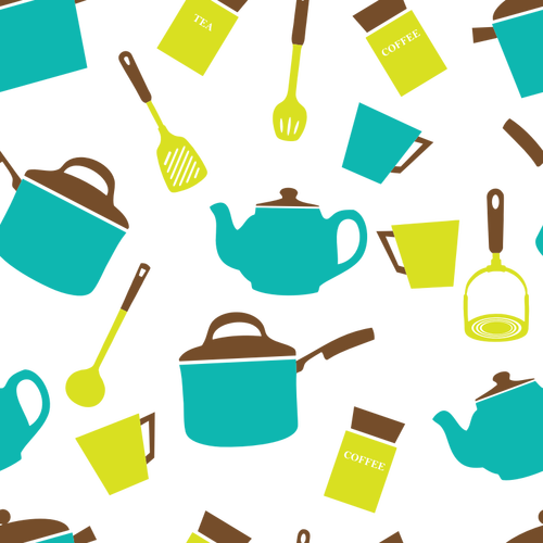 Bild von Farbe Kücheneinrichtungen auf weißem Hintergrund