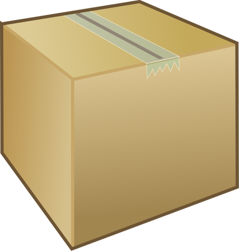Sebuah kotak kardus Kemasan dengan pita memegangnya menutup gambar vektor