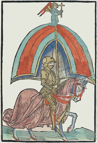 穿的哥特式盔甲的骑士的插图